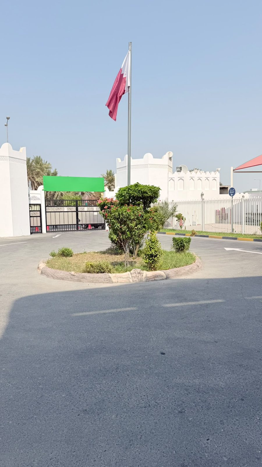 The school entrance and forecourt