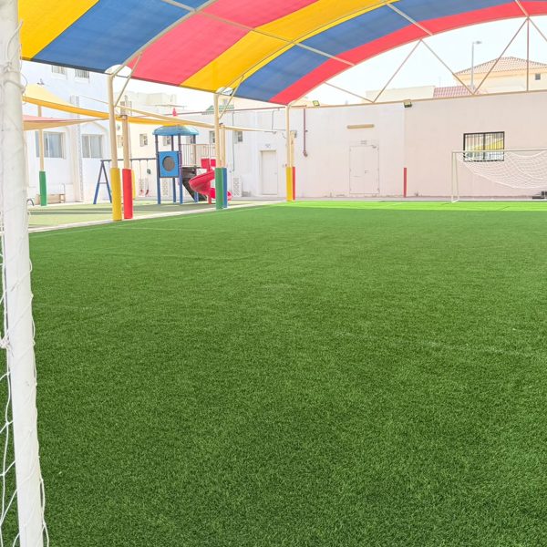 The artificial-turf football pitch