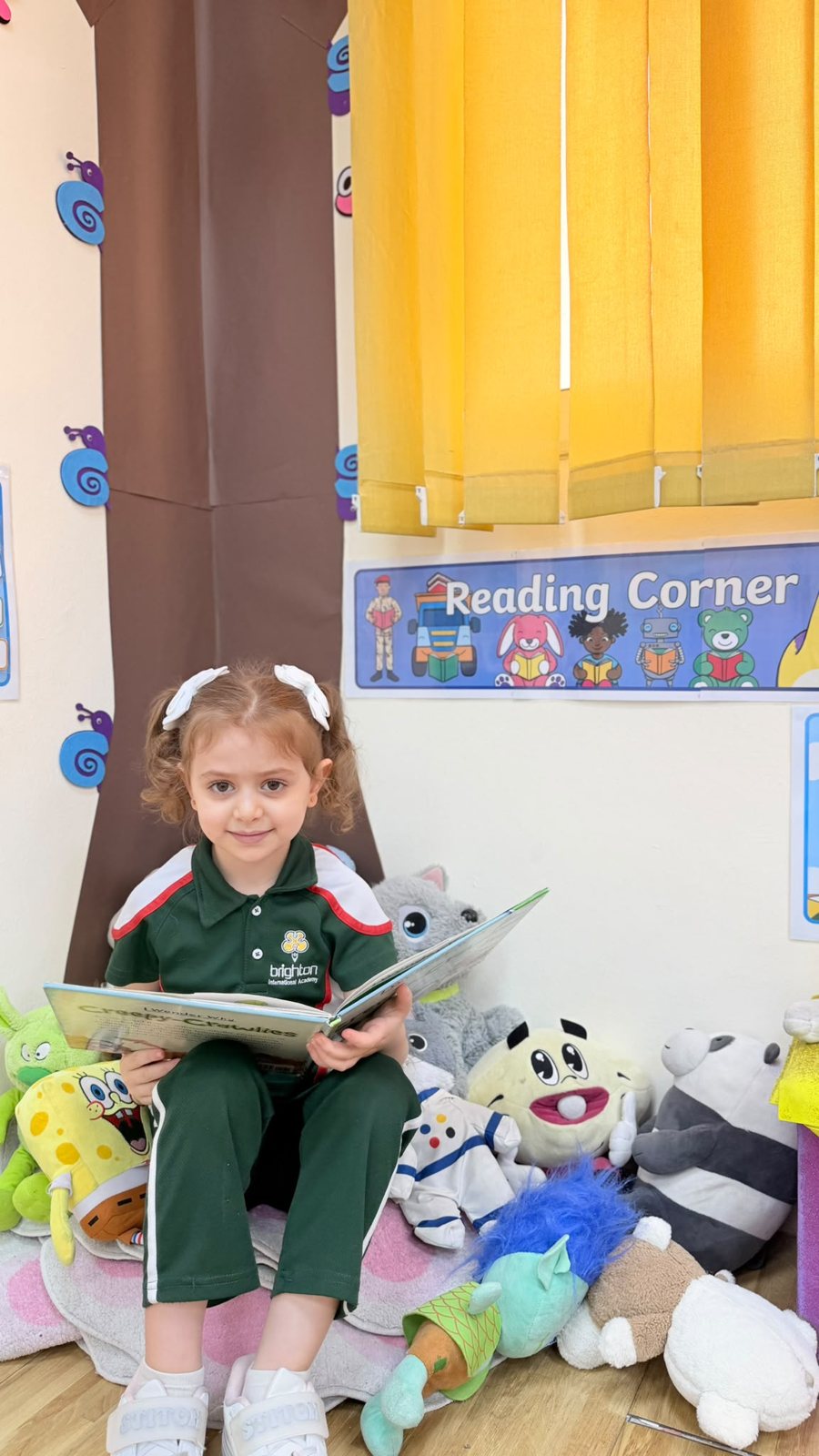 Enjoying a book in the reading corner